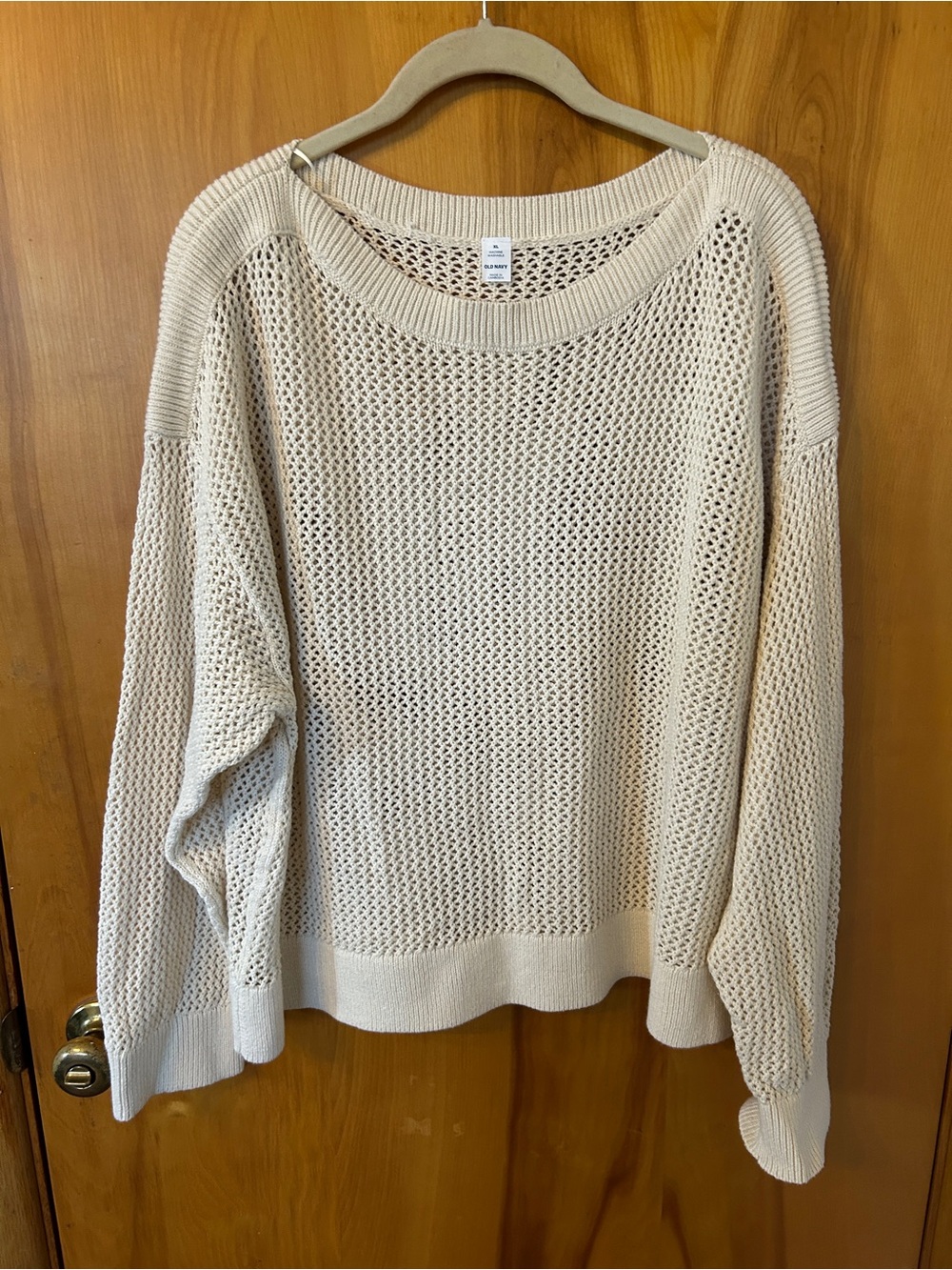 Old Navy Cream Open-Weave Scoop Neck Sweater